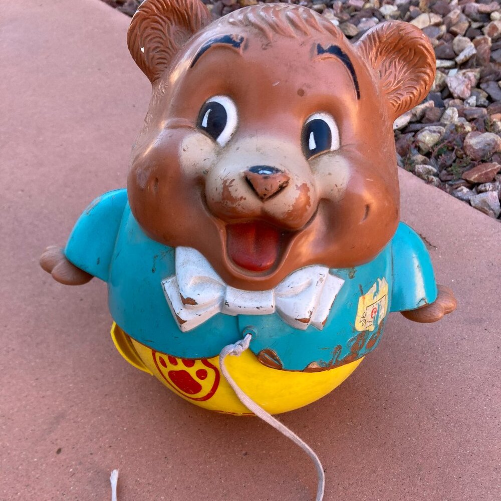1969 Vintage Fisher-Price Rolling Bear-Perfect for display/Antique toy restorer